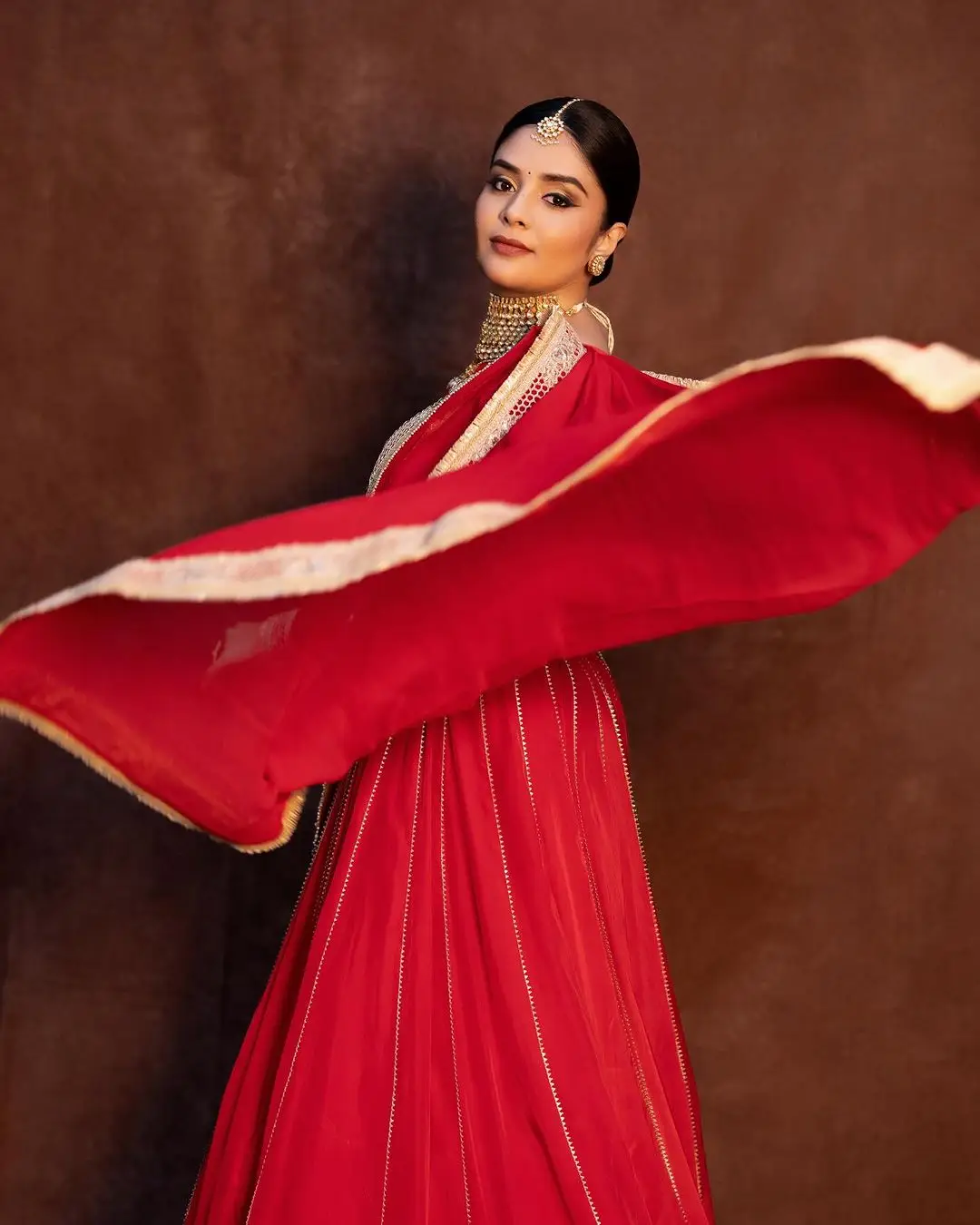 ETV Actress Sreemukhi in Red Lehenga Choli